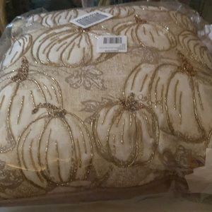 Pumpkin gold beaded pillow